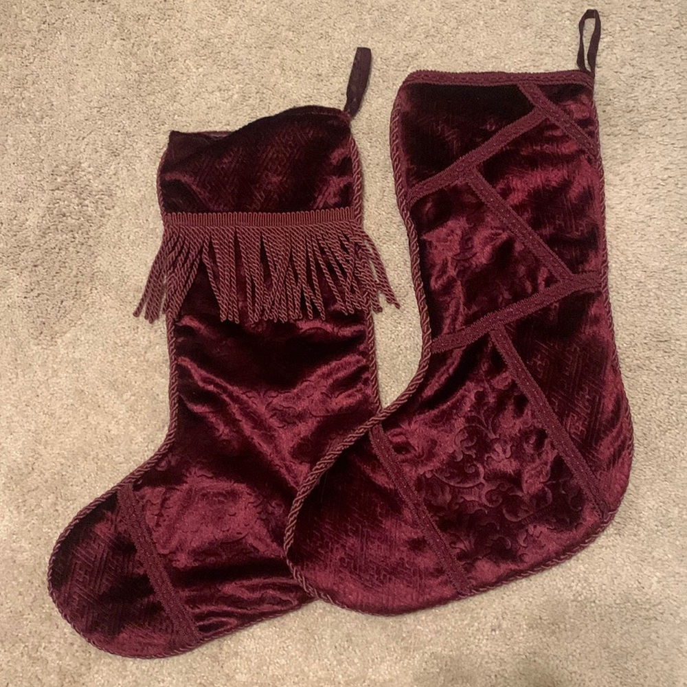 Set of two Burgundy Christmas Stockings